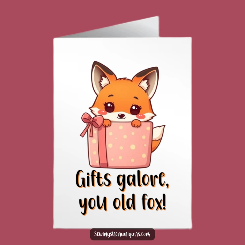 Free Printable Birthday Card: Kawaii Fox Gift Surprise Funny Downloadable for Him Her
