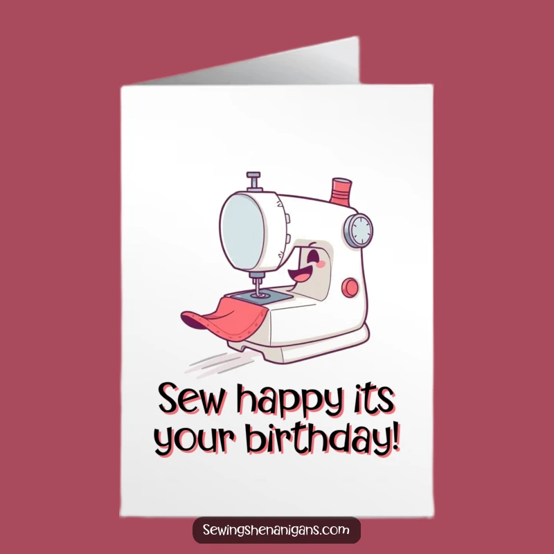 Free Printable Birthday Card: Mischievous Sewing Machine Zoom Downloadable