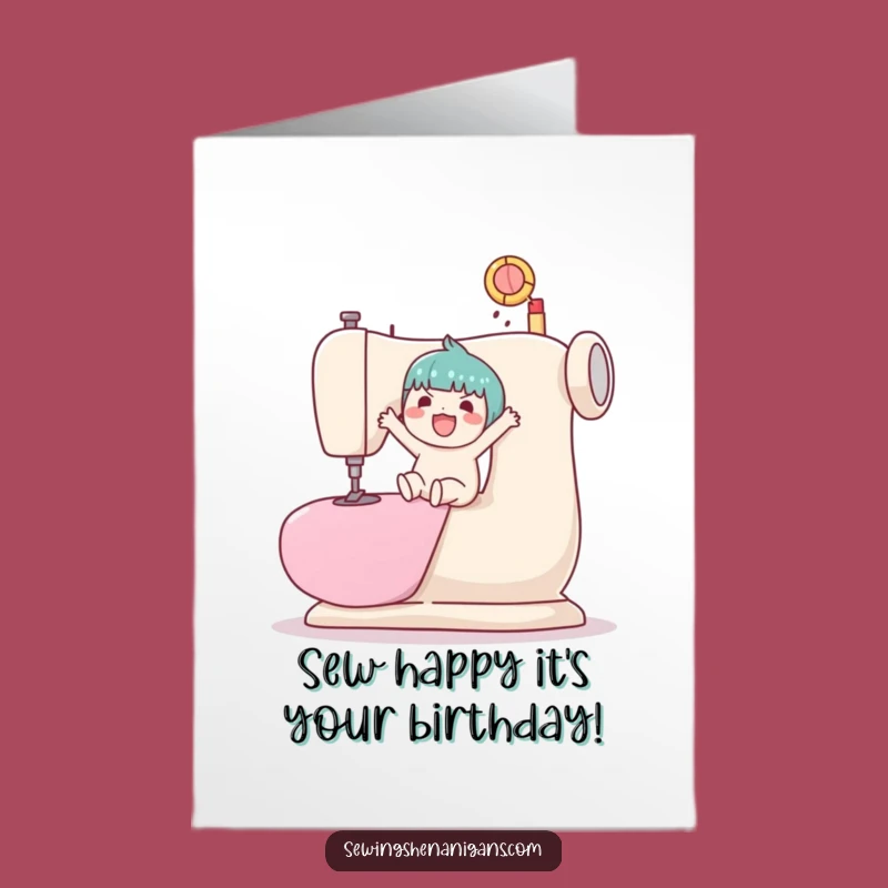 Free Printable Kawaii Ball Bouncer Sewing Machine Birthday Card - Funny Downloadable Gift