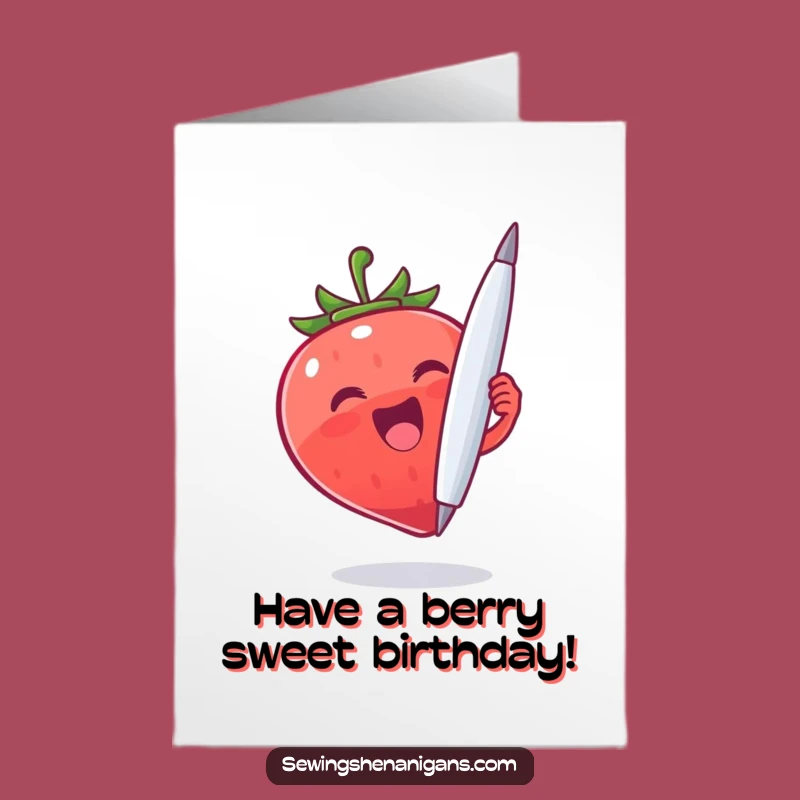 Free Printable Strawberry Needle Birthday Card - Funny DIY Downloadable Gift