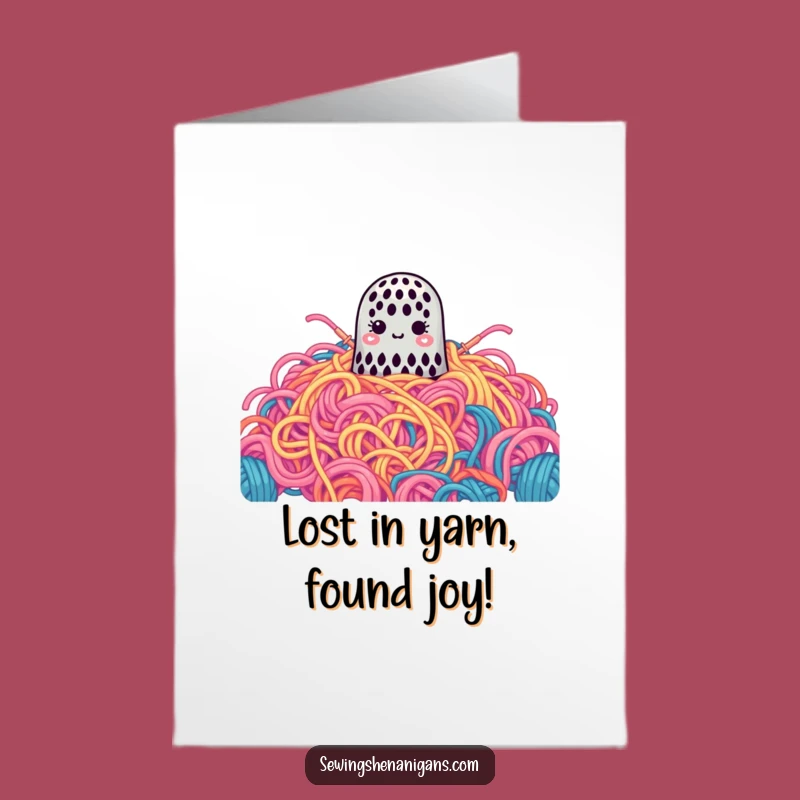 Free Printable Birthday Card: Lost Thimble in Yarn, Hilarious Downloadable Gift