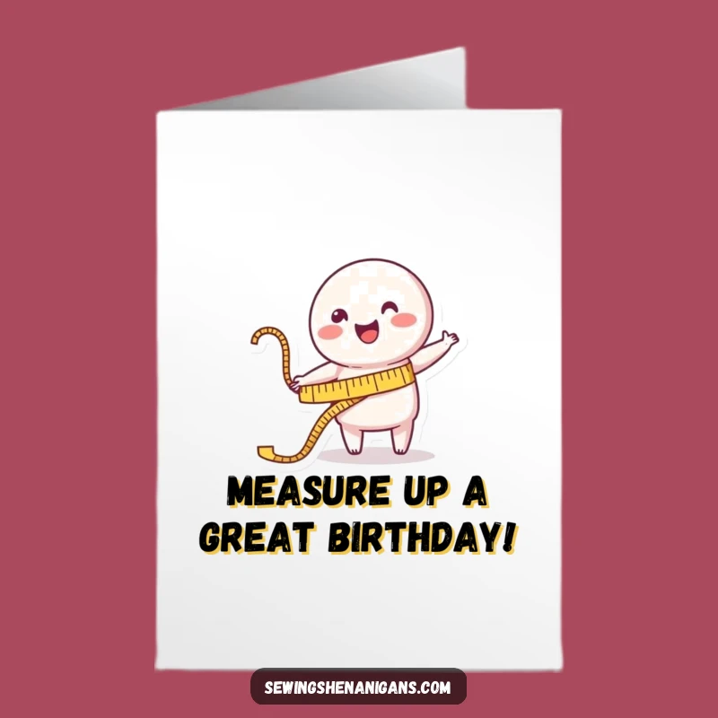 Free Printable Birthday Card: Happy Tape Measure Character Downloadable Gift