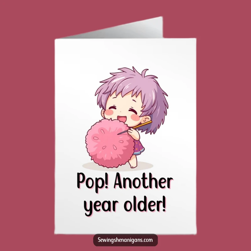 Free Printable Birthday Card: Pom-Pom Poke Funny Downloadable Gift