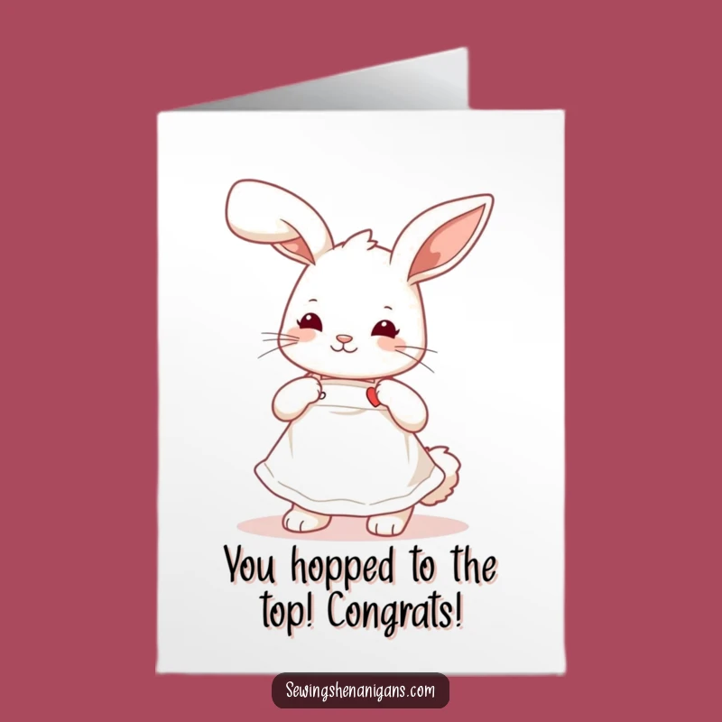Free Printable Congrats Card: Bunny Sewing Love, Sweet Downloadable Gift