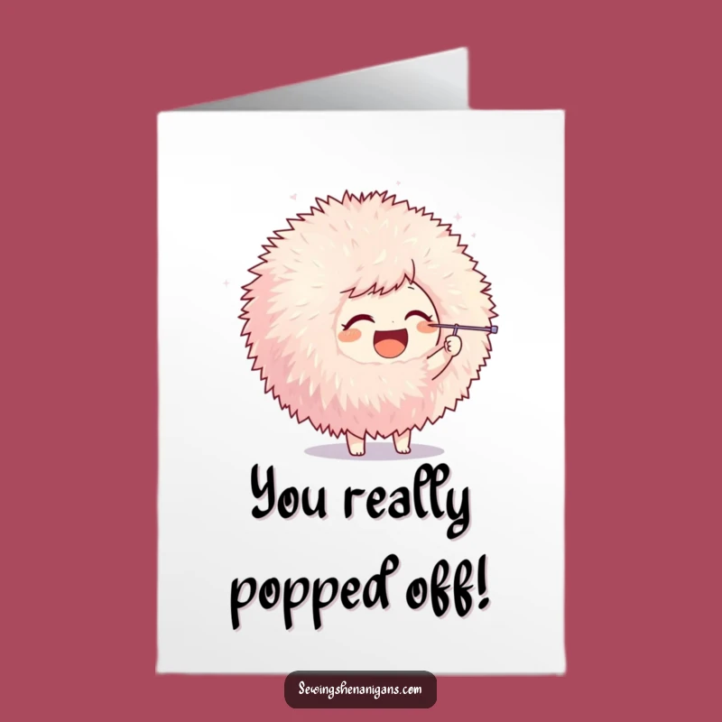 Free Printable Congrats Card: Pom-Pom Poking Character, Playful Achievement Gift
