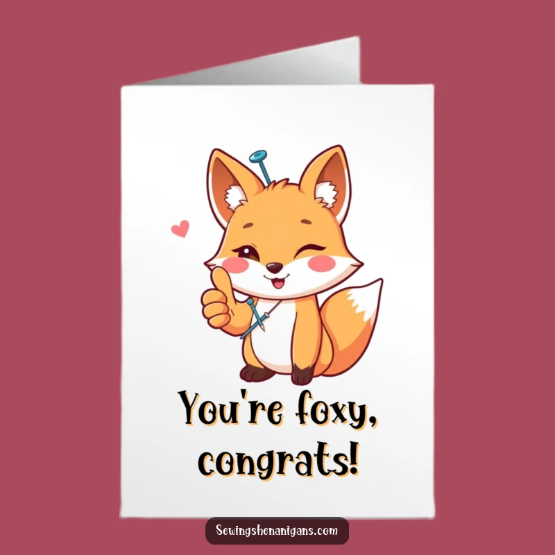 Free Printable Sewing Fox Congrats Card - Hilarious Downloadable