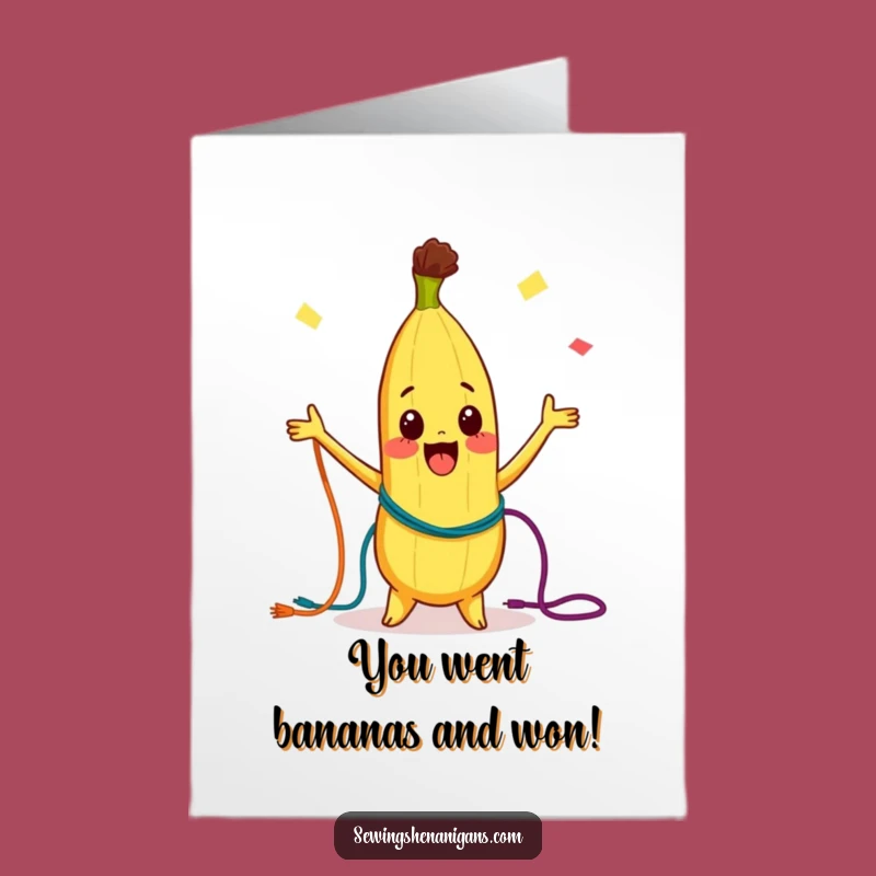 Free Printable Congrats Card: Banana's Juggling Triumph! Hilarious Downloadable for Any Win.
