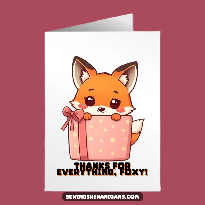 Free Printable Thank You Card: Kawaii Fox Gift Appreciation Funny Downloadable