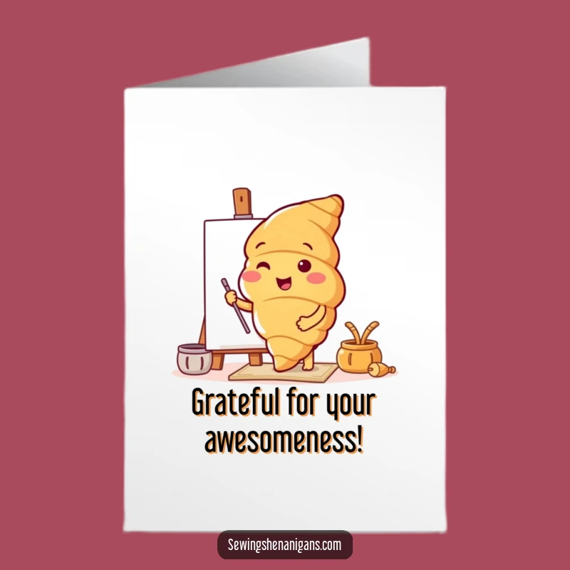 Free Printable Thank You Card: Croissant's Pattern Joy - Downloadable Gift