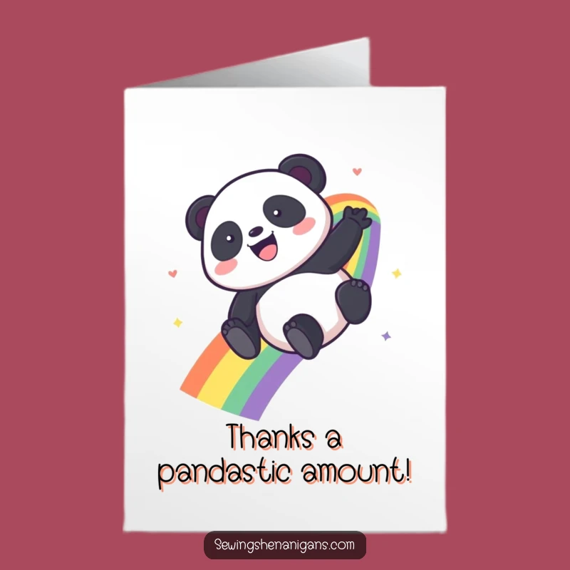 Free Printable Thank You Card: Glee Panda Rainbow Slide Funny Downloadable