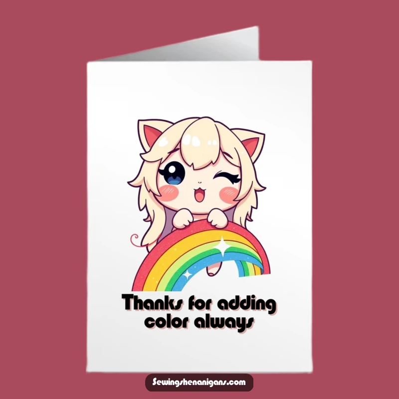 Free Printable Rainbow Stitching Thank You Card - Shimmering Thread Gratitude