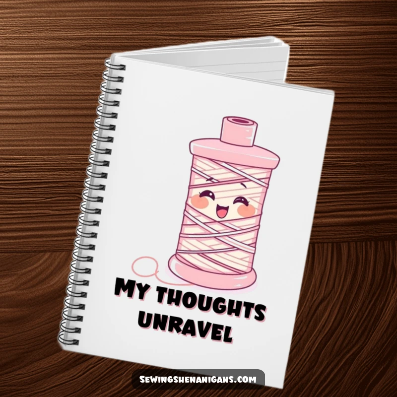 Funny Notebook: A spool of thread unravels with uncontrollable giggles, inspiring funny notes and sewing ideas.