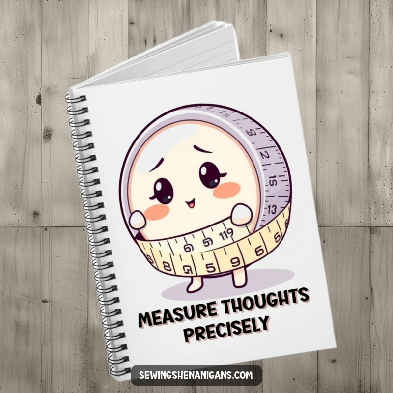 Funny Notebook: A round measuring tape character comically hugging a bewildered button, great for journaling and notes.