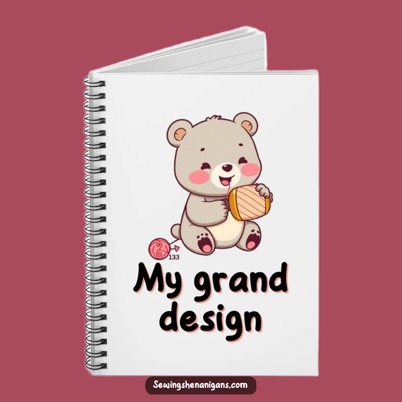 Funny Jolly Bear Cub Hammering Notebook - Jot Down Project Ideas Gift!