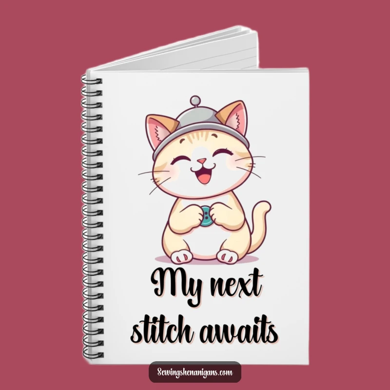 Funny Cat Sewing Notebook: Thimble Hat Kitty Journal, Humorous Gift for Writers & Crafters