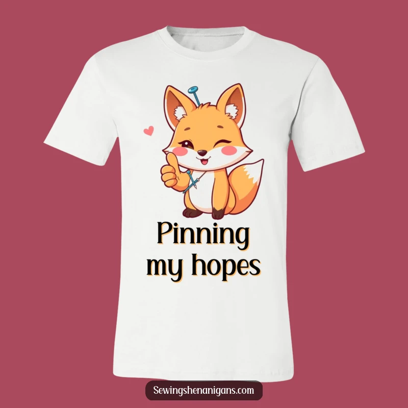 Funny Happy Fox Thumbs Up Sewing Tee - Crafty & Humorous Gift!