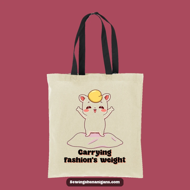 Funny Pattern Weight Tote Bag: Whimsical Sewing Accessory Gift for Carrying Fabric with Dramatic Flair