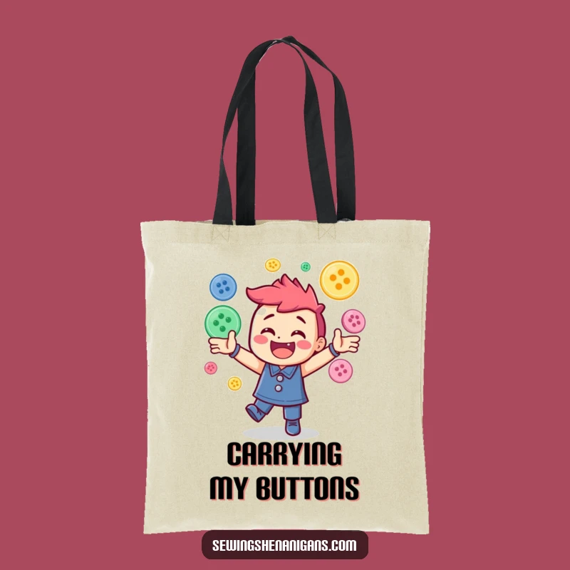 Funny Button Juggling Tote Bag: Practical Sewing Companion Gift